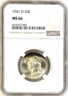 1941-D  Washington Quarter   NGC  MS66