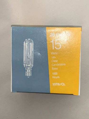 PACK OF 5 - 15T6/C lamps, candelabra base - 15 Watt, clear (398-320) - Picture 5 of 5