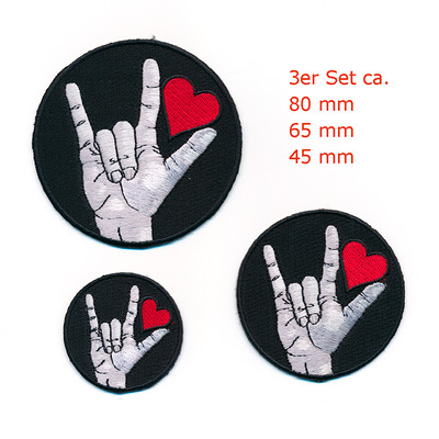 3 Liebe Love Amore Herz Rockabilly Gothic Patches Aufnäher Aufbügler Set 1008