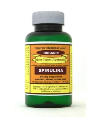 Green Organic Supplement Spirulina, Vegan, 90 VCaps Source of B12 & Iron Non-GMO