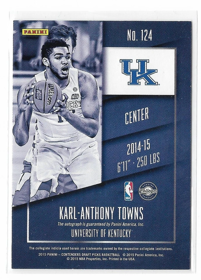 2015-16 Panini Contenders Draft Picks - College Ticket Karl-Anthony Towns... - Image 2 of 2