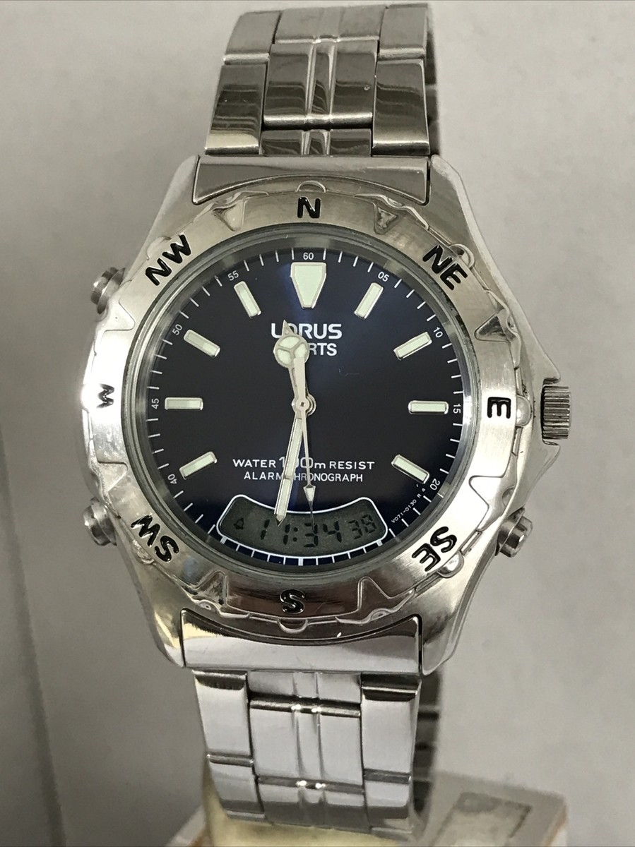 LORUS Unisex Analogue & Digital Blue Dial Sport S.Steel