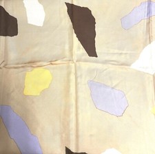 Vintage scarf, beige tone, geometric pattern, Bill Blass