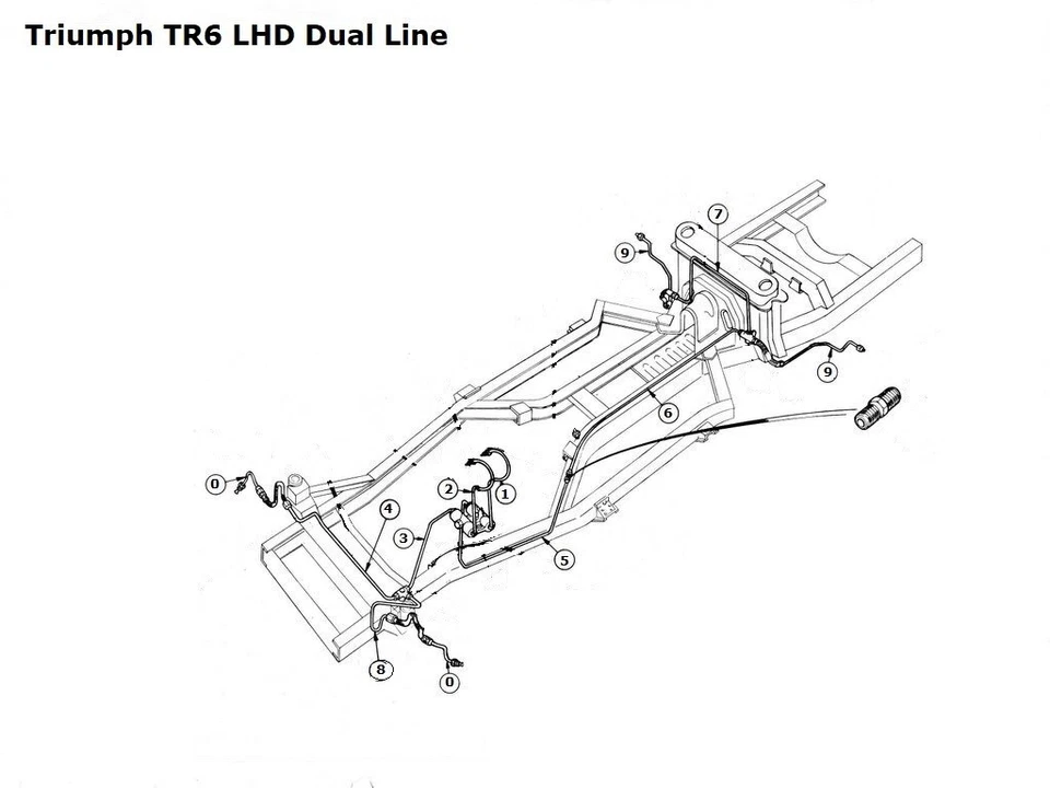 Juego completo de línea de tubo de freno posterior Triumph TR6 LHD Cupro Nickle 2061L MC Foto 2 de 4