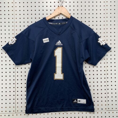 Maillot de football Notre Dame Adidas bleu jeunesse garçons moyen #1 NCAA 18x24 - Photo 1/14