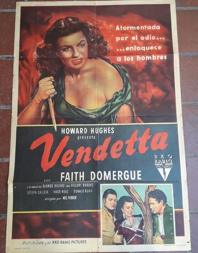 Afiche original- VENDETTA- FAITH DOMERGUE-GEORGEDOLENZ-1950-75 X110