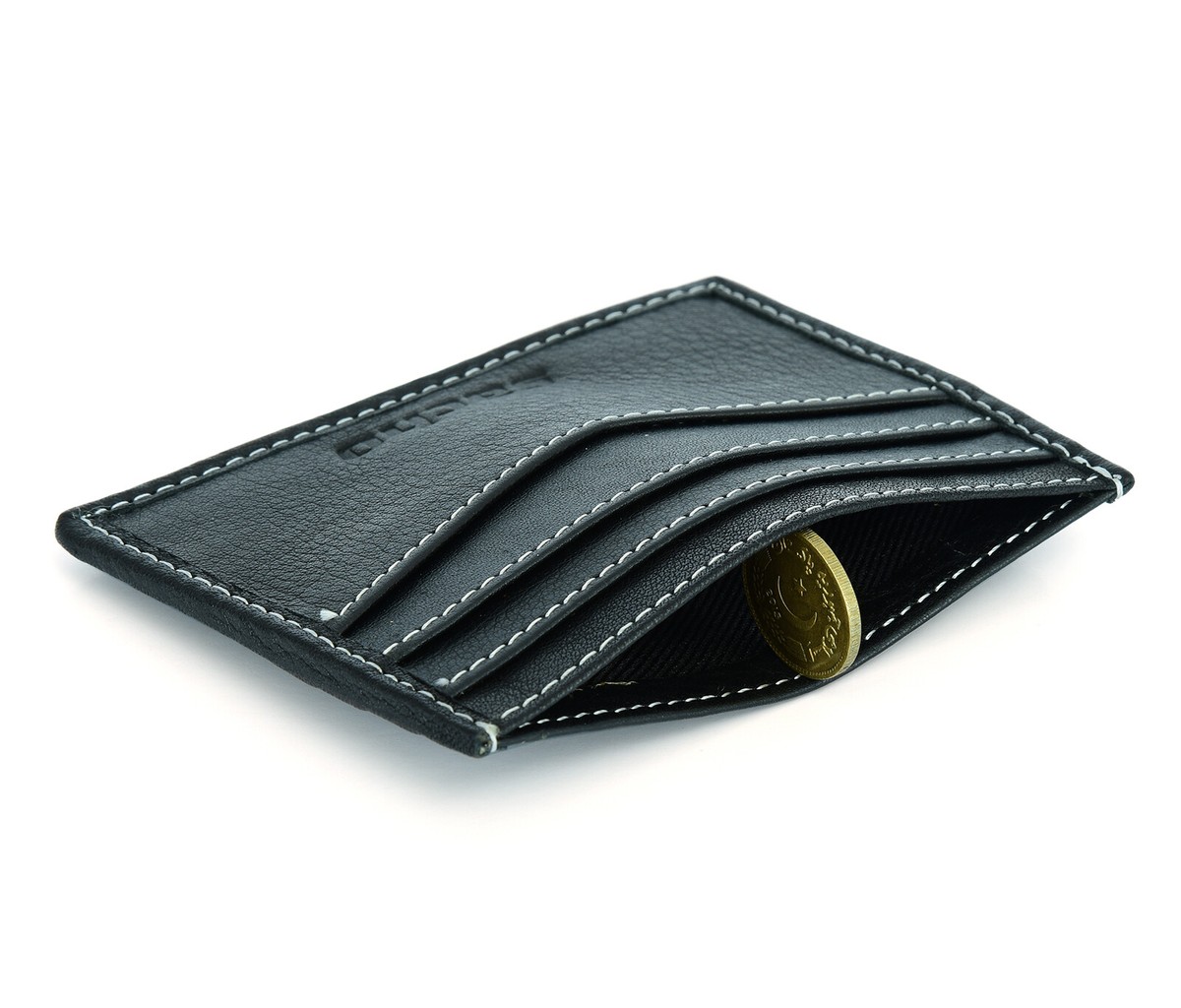 Mens GENUINE Leather Credit Card Holder Flip Wallet Slim RFID