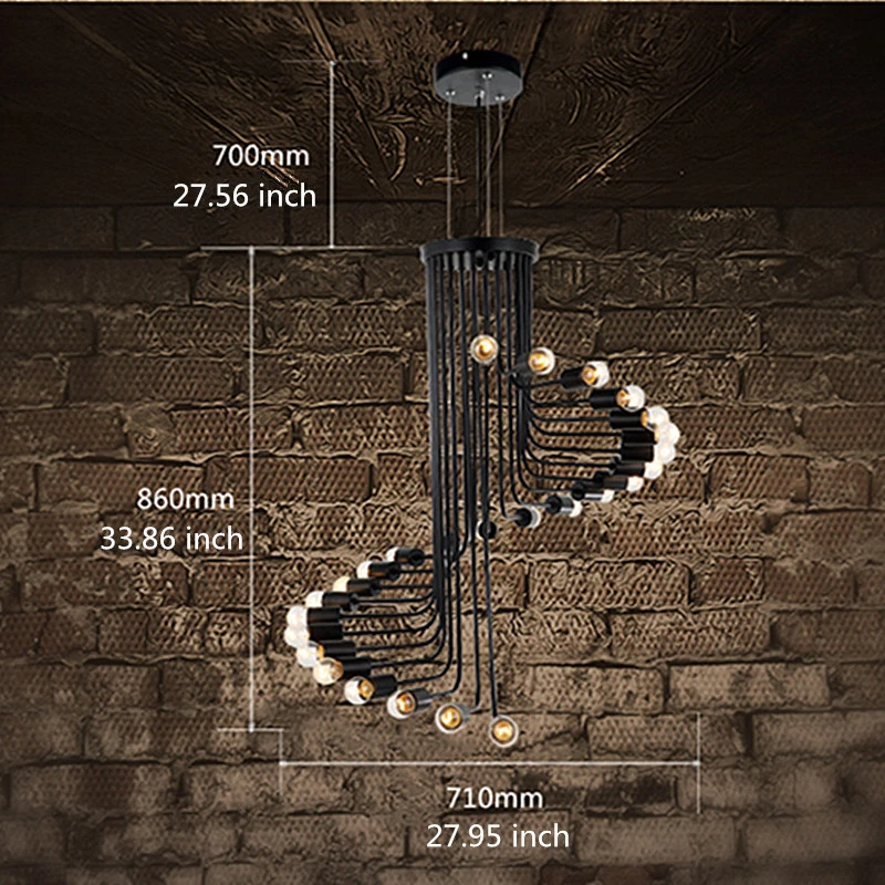 Retro Chandelier Lighting Hotel Pendant Light Bar Stair Lamp Shop Ceiling Lights - Image 2 of 4