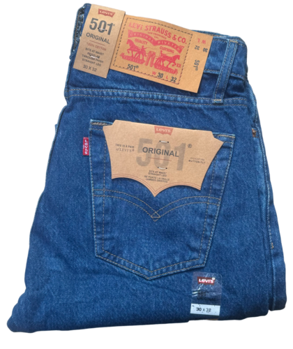Levi's® 501 Original Regular Fit Mens Jeans Dark Blue 32 Length Leg | eBay