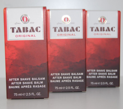 (148,13 /L) Tabac Original 3 x 75 ml After Shave Balsam Balm Aftershave