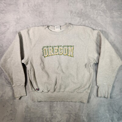 Oregon Ducks Sweatshirt Mens Small Gray USA Made College Football Vintage