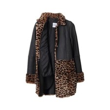 Moschino Shipskin Coat With Leopard Style Fur I 40 Fr 36 Uk 8 Usa 6