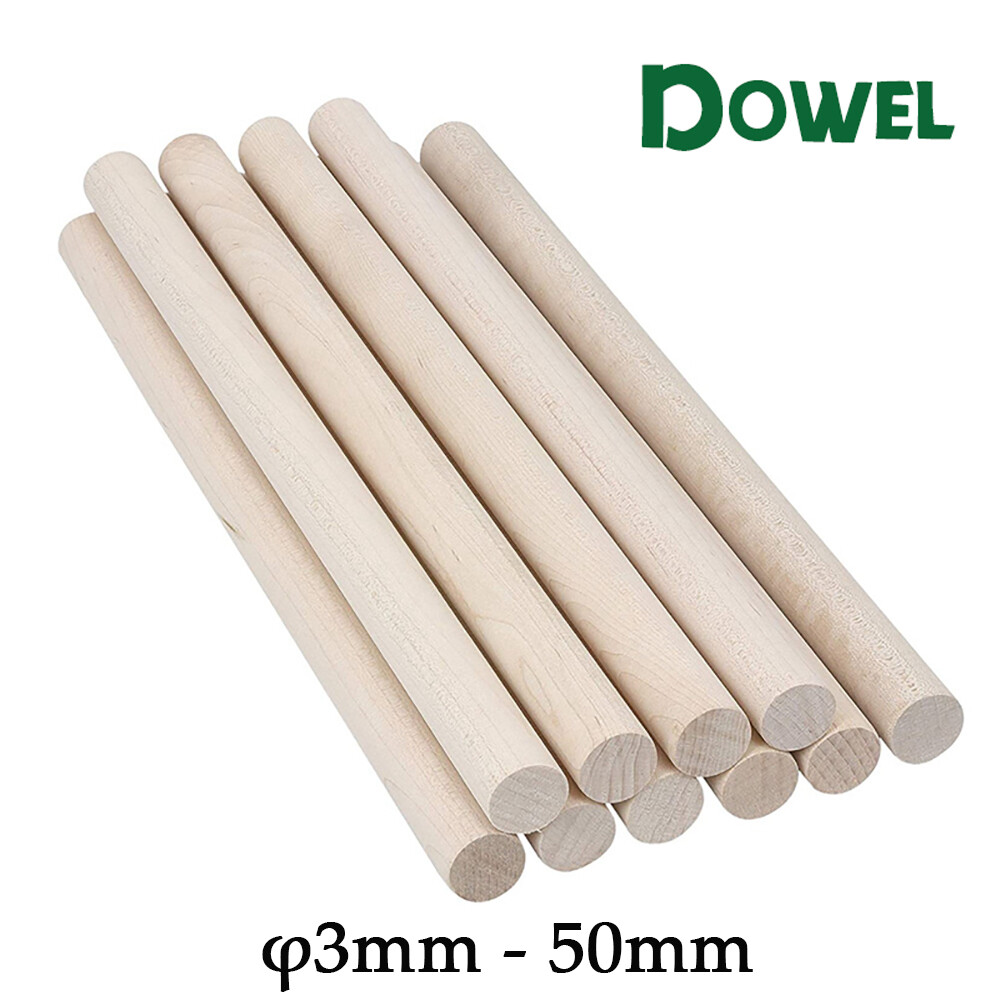 Wooden Dowel Rod Craft Sticks DIY 3,5,8,10,12,15,18 50mm Dia Solid
