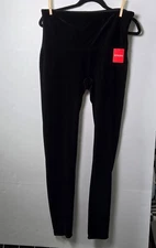 Spanx Leggings Womens 1X Black Velvet High Rise Shaping Control Top Pants Cozy