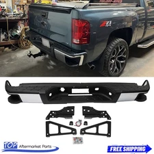 Chrome Rear Bumper w/Side Steps For 2007-2013 Chevy Silverado GMC Sierra 1500