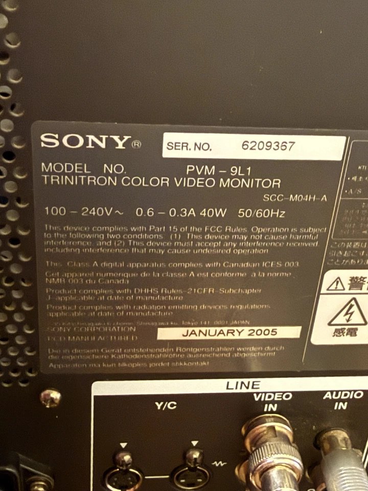 Sony PVM 9L1 Trinitron 9” Color Vid. Monitor – Tested /Working-Retro Gaming CRT  - Image 4 of 4