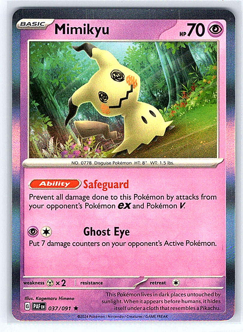 Mimikyu 037/091 Paldean Fates NM or LP Pokemon Card