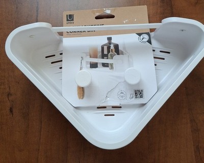 Umbra Flex Adhesive Bin Corner Shelf White