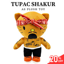 Hello Kitty As TUPAC SHAKUR Rapper Plush Doll Soft Stuffed Figure Plush Toy 25cm