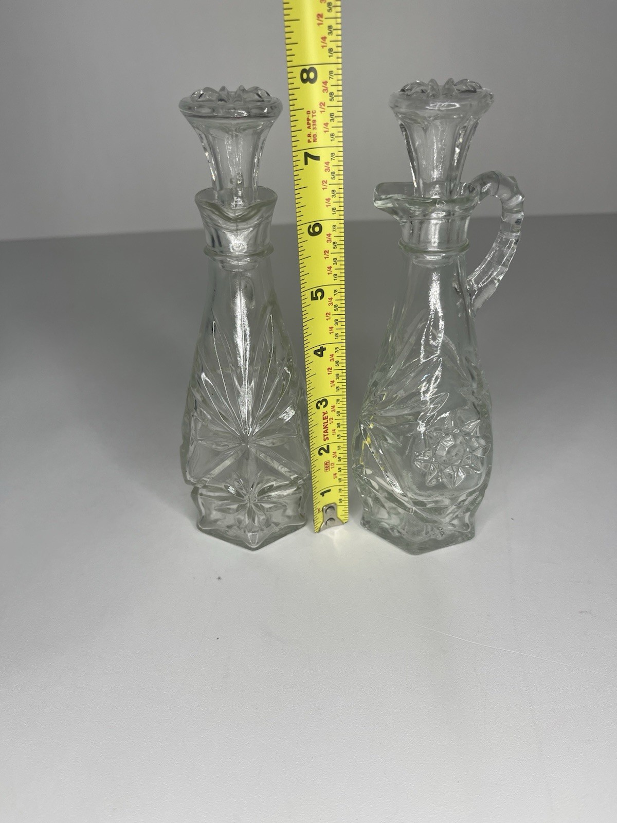 Anchor Hocking Early American Cruet Oil Vinegar Dressing Pres Cut SET 2 VTG
