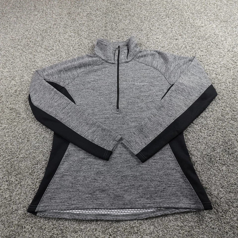 Columbia Pullover Mujer L Gris 1/2 Cremallera Rejilla Polar Térmica Exterior Sudadera Foto 2 de 4