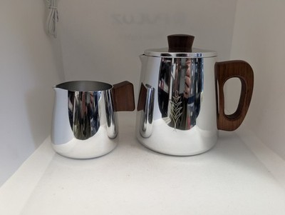 Vintage 1960s Sona Stainless Steel Coffee Pot & Creamer (S15)