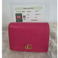 Gucci Pink Folding Wallet GG Logo Gold Hardware Credit Card Coin Pocket Solid