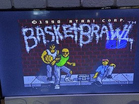 Atari 7800 BASKETBRAWL 1990 TESTED WORKING W/ Protection Sleeve 