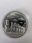 UFO Over Easter Island 1 Ozt .999 Fine Silver Round By Intaglio Mint