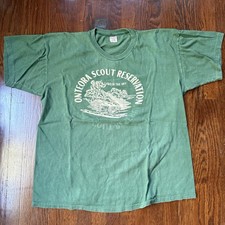 VTG 1960s Champion Running Man Boy Scouts BSA Scout Reservation Staff T Shirt L