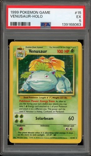 Pokemon Venusaur Base Set Unlimited Holo Rare #15 PSA 5