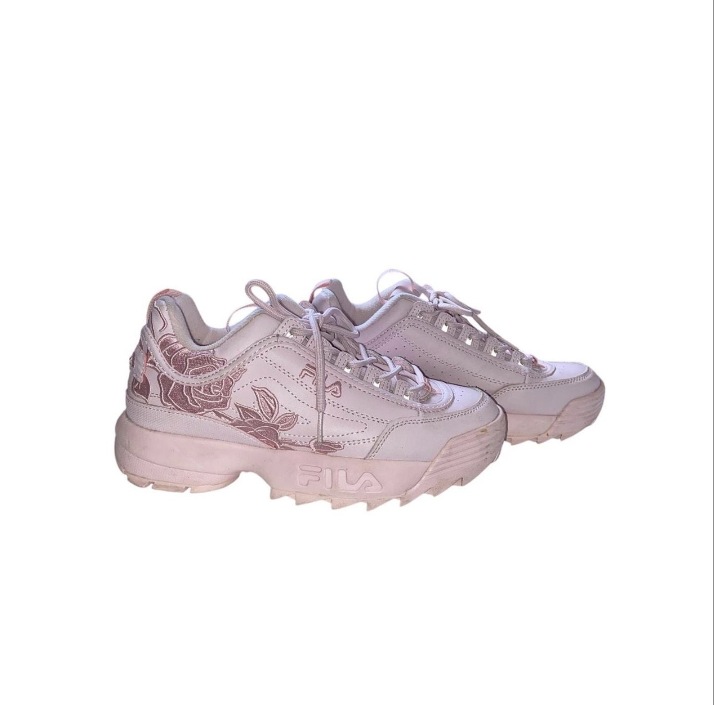Fila Disruptor II - Pink Floral Sneakers - Women's Size 8.5