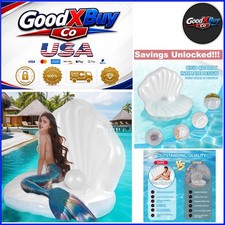 Inflatable Seashell Pool Float X-Large with Pearl Balls for Pool Party Joy