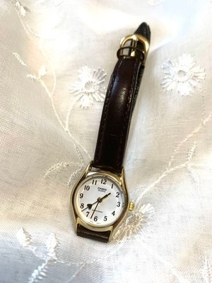 CASIO Analog Uhr Gold Leder Herz Sekundenzeiger Damen LTP-1094Q-7B5