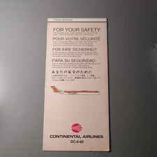 Continental Airlines DC9-80 9/90 Safety Card 