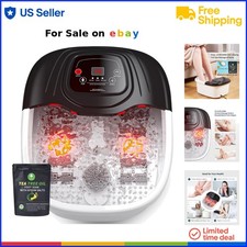 Foot Spa Bath Massager with Heat Bubbles Vibration Red Light for Stress Relief