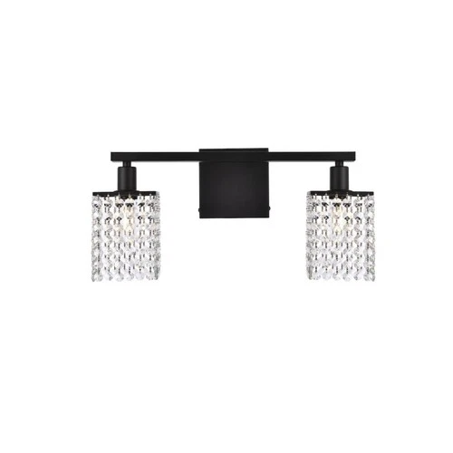 Elegant Lighting LD7008 Phineas 2 Light 18"W Bathroom Vanity - Black - Picture 1 of 12