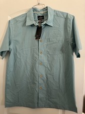 Quiksilver Waterman CHASER Aqua Short Sleeve Button Up Shirt Size Medium
