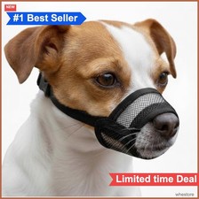 Small Dog Muzzle Soft Breathable Mesh Black Adjustable Biting Barking Prevention
