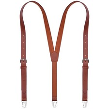 NUTUCH Full Grain Leather Suspender for Men Y Design Suspenders Leather...