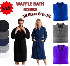 UNISEX WAFFLE BATH ROBE 100% EGYPTIAN COTTON SOFT HOTEL SPA SHAWL DRESSING GOWN