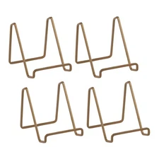 4-Inch 4 Pack Metal Venetian Gold Square Stand, Square Wire Easel, Small Phot...