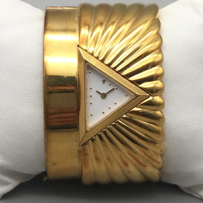 Vintage Franklin Mint Watch Womens 40mm Triangular Dial Gold Tone
