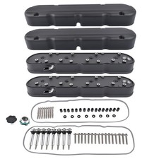 Black Smooth Cast Aluminum Valve Covers Wcoil Mounts Covers Replacement For ...