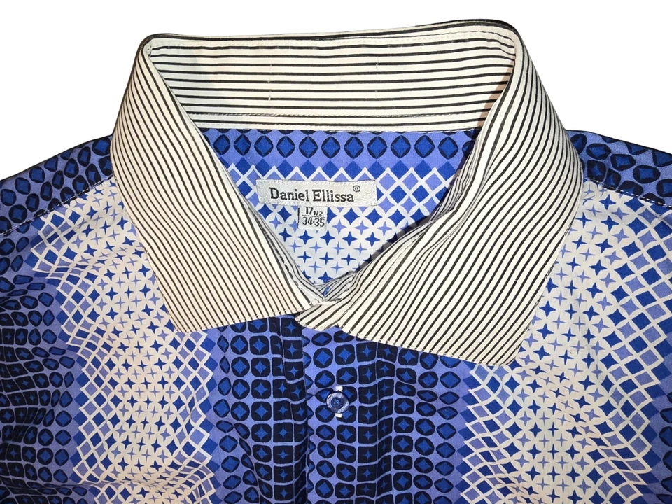Новый с Ярлыками Daniel Ellissa мужчин XL 17,5 34/35 длинным рукавом рубашка на пуговицах синий w/галстук - Изображение 2 из 4