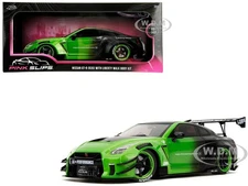 NISSAN GT-R (R35) LIBERTY WALK 2.0 RHD GREEN & BLACK 1/18 DIECAST BY JADA 35724