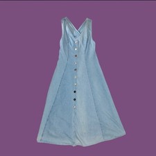 Vintage Allison Gray Maxi Denim Dress Size-10 Petite