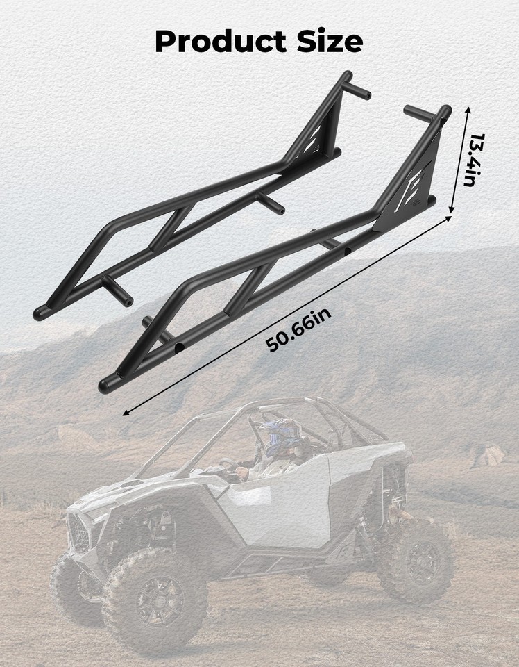 Pro R Side Steps KEMIMOTO Nerf Bars Rock Sliders Side Steps For Polaris RZR Pro XP/Turbo ...