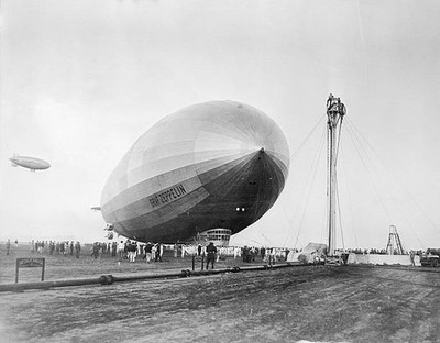 The Graf Zeppelin approaching mooring mast at Mines Field here afte- Old Photo