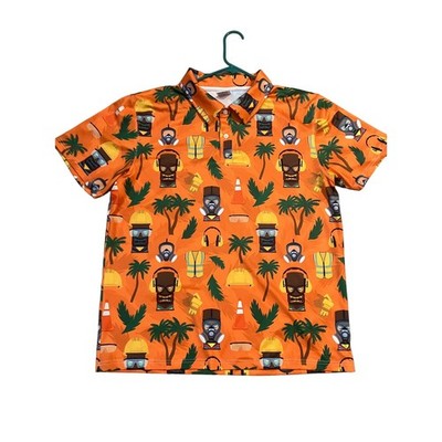 Blazing Eagles Golf Shirt Polo, XL, Mens, Hawaiian, Edgy, Skater, Orange
